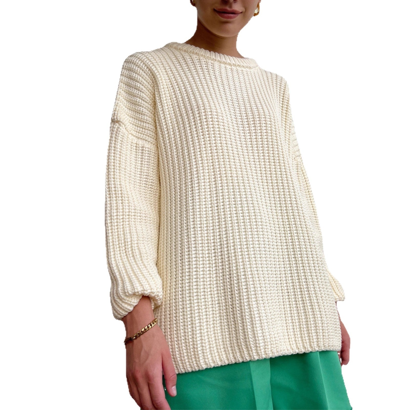 Damen Casual Strickpullover mit strukturiertem Design und überschnittenen Schultern R&B