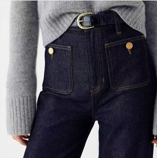 Damen Weite Jeans mit modischem Saum R&B