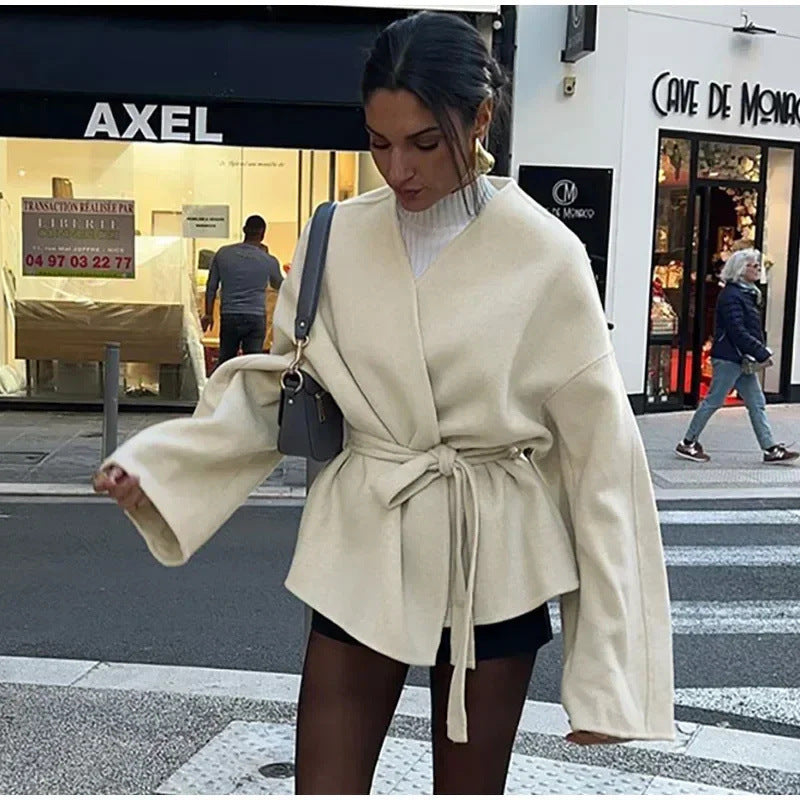 Damen Überwurfjacke mit Gürtel R&B