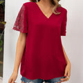 Damen Bluse mit Spitzenakzenten und V-Ausschnitt