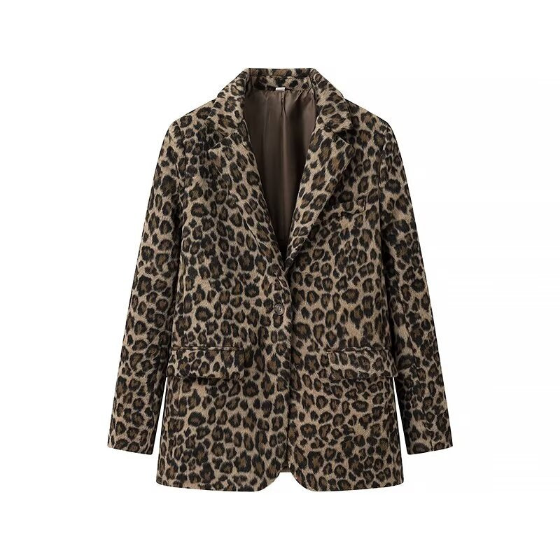 Damen elegante Leopardenblazerjacke R&B