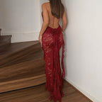 Damen Elegantes Abendkleid mit feiner Spitze und Rüschendetails R&B