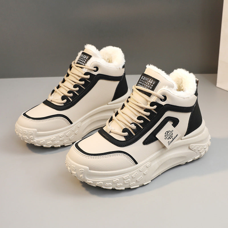 Damen modische Hochschnitt Sneakers mit warmem Futter und rutschfester Sohle R&B