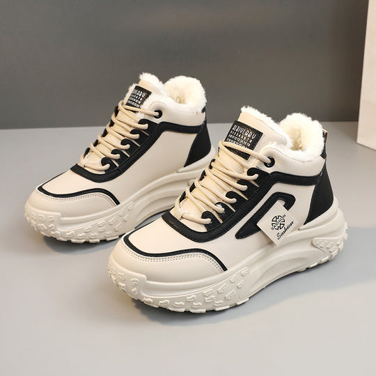 Damen modische Hochschnitt Sneakers mit warmem Futter und rutschfester Sohle R&B