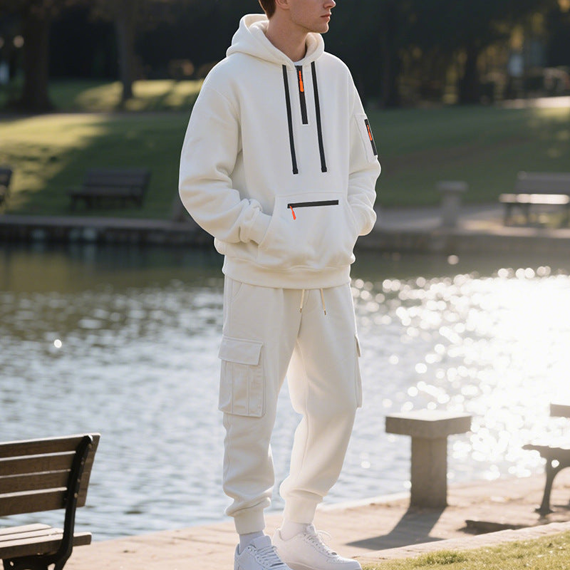 Herren sportliches Hoodie und Bundhose Set mit praktischen Taschen R&B