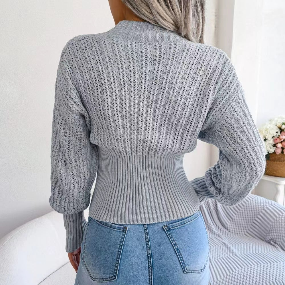 Damen Strickpullover mit V-Ausschnitt und feiner Maschenstruktur R&B