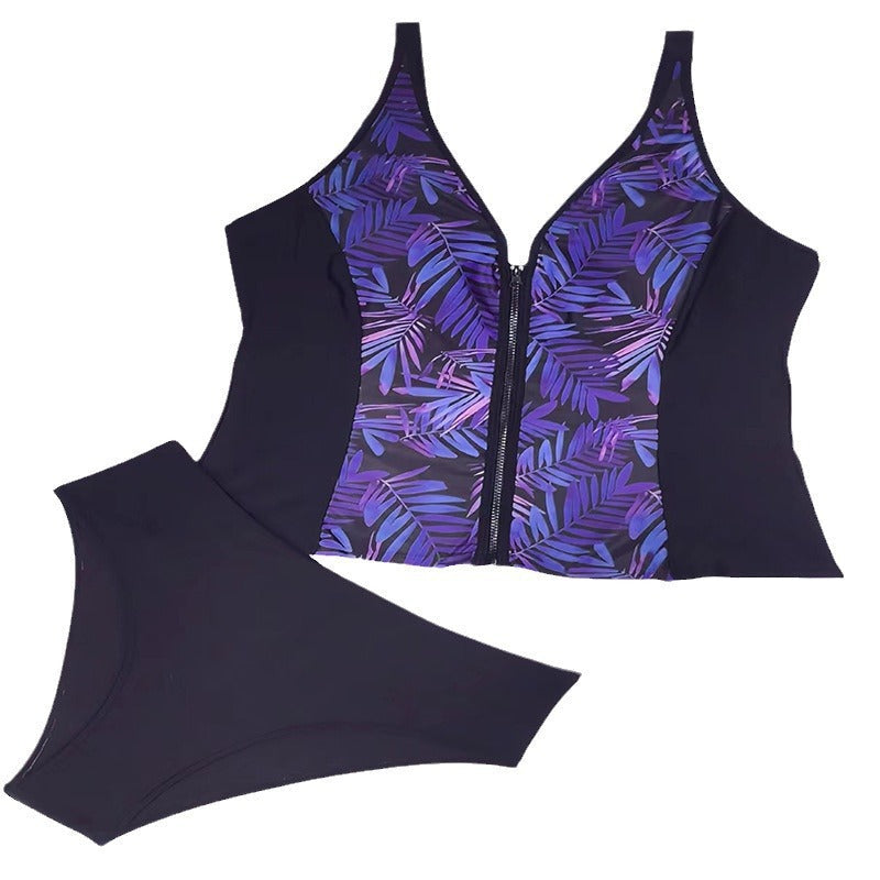 Damen Sport Tankini mit floralem Reißverschluss-Design R&B