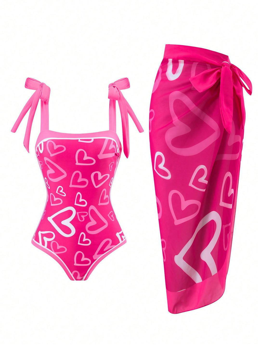 Damen Eleganter Badesuit mit floralen Akzenten und modischem Wickelrock R&B