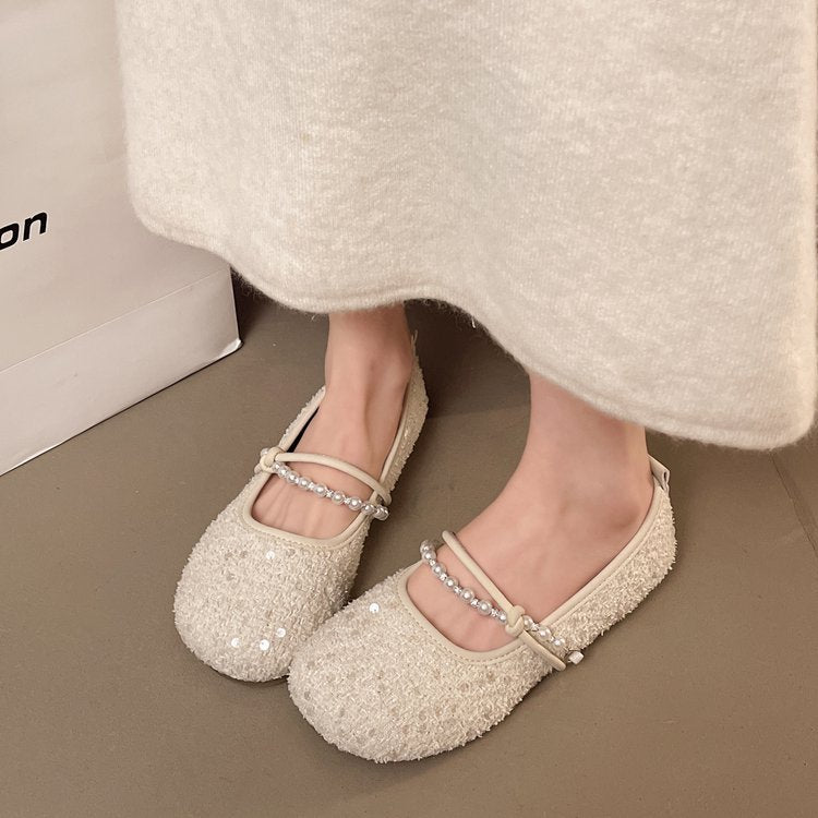 Damen Ballerinas mit zierlichem Perlenakzent R&B