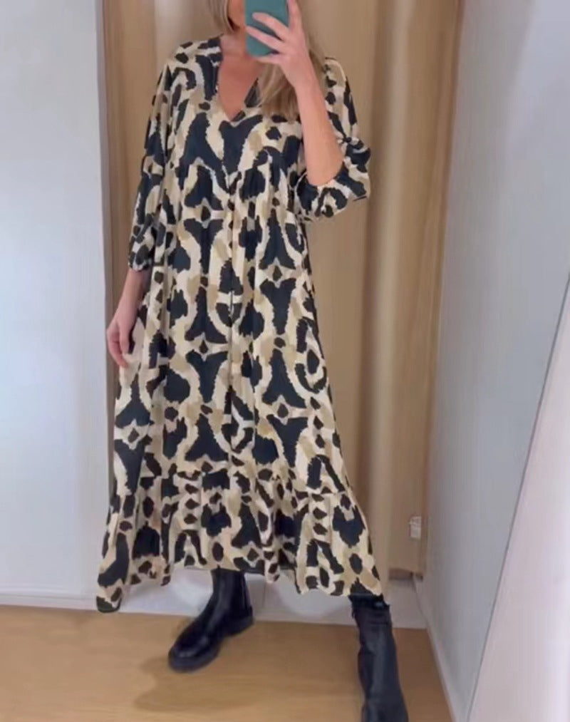 Damen Maxikleid im modernen Animal-Print mit fließender Silhouette Heidi-Mode
