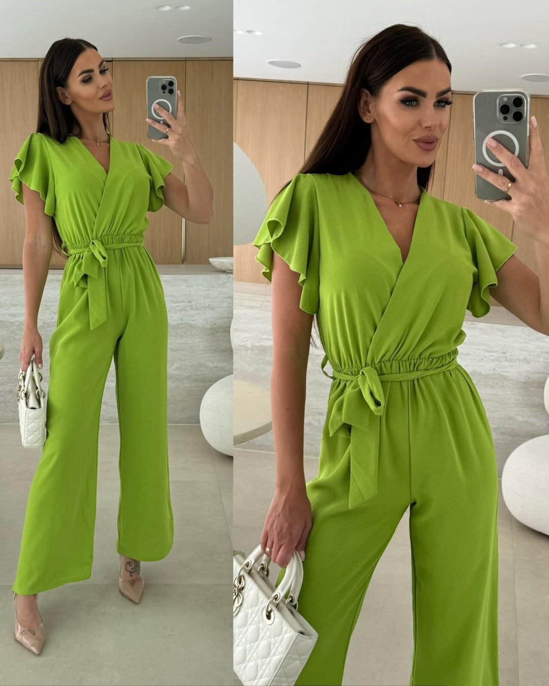 Damen eleganter Jumpsuit mit voluminösen Ärmeln und schmaler Taillenbetonung R&B