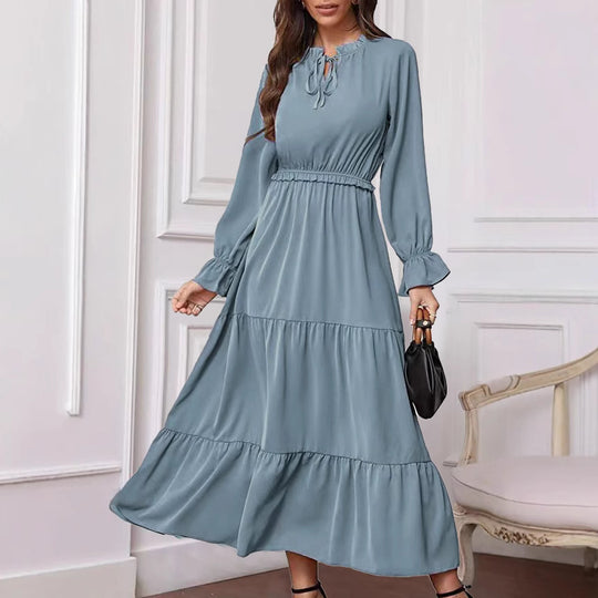 Damen Maxikleid mit voluminösen Ärmel- und Rüschendetails R&B