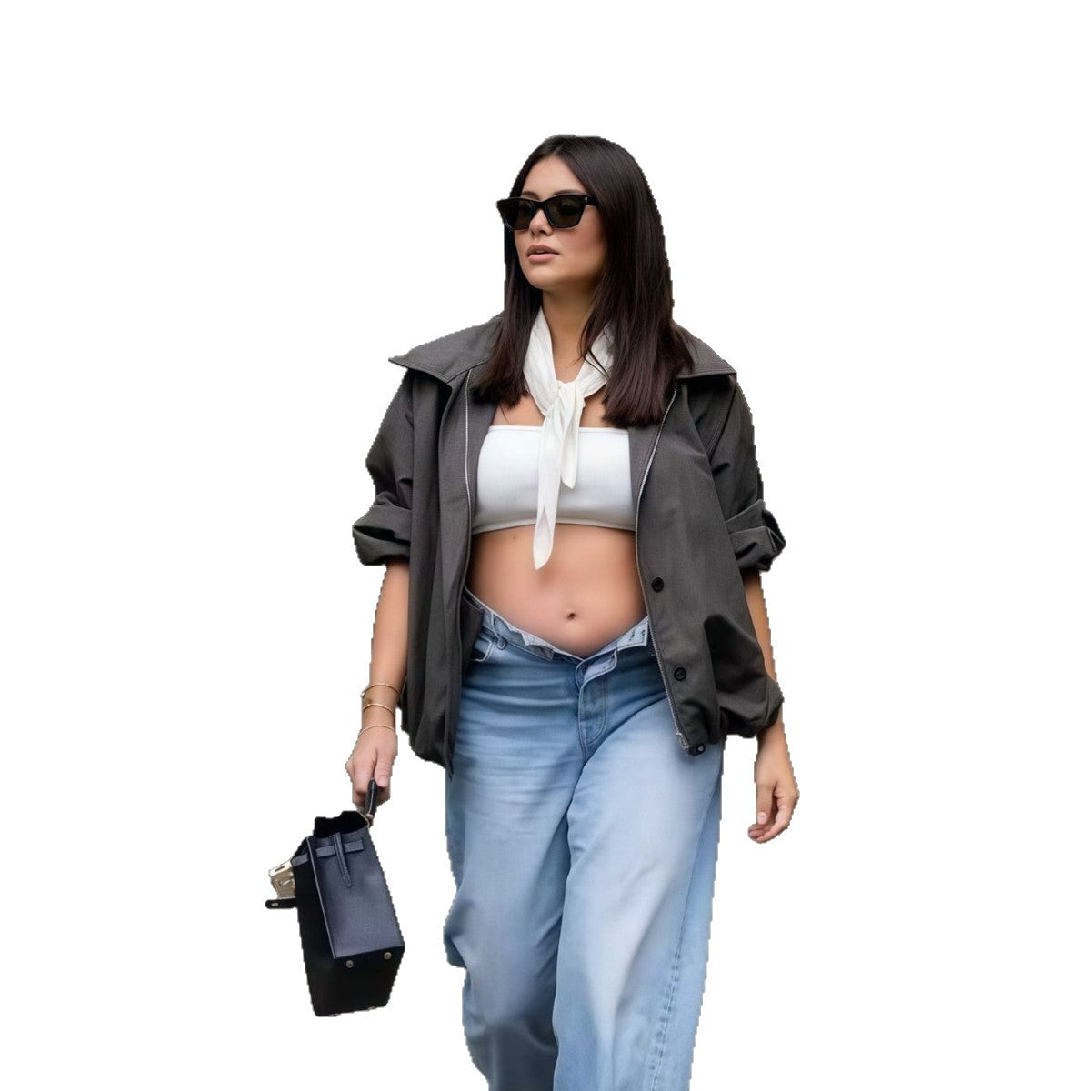 Damen Trendige oversized Utility-Jacke mit seitlichem Reißverschluss und lässigem Schnitt R&B