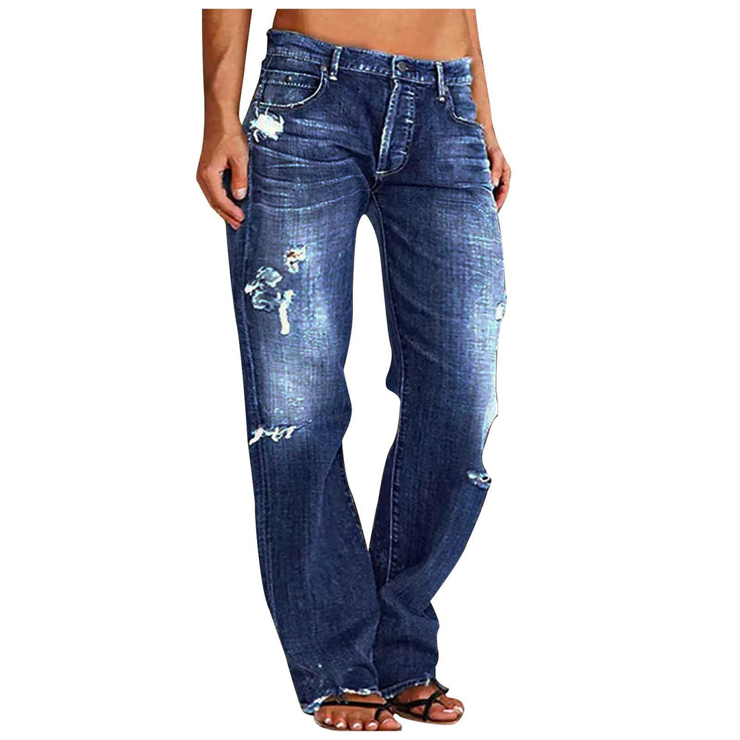 Damen Destroyed Jeans mit weitem Bein und lässiger Passform