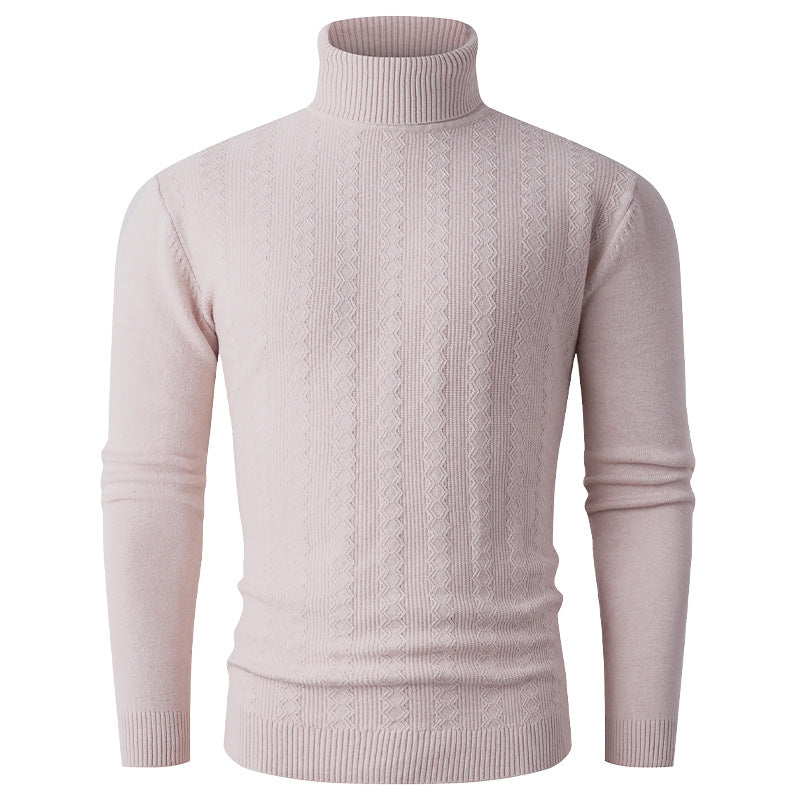 Herren stylischer Rollkragenpullover mit strukturiertem Zopfmuster und hochabschließendem Kragen R&B