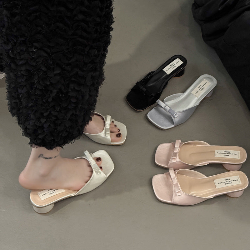 Damen elegante Mules mit dekorativem Schleifenelement und komfortablem Blockabsatz R&B