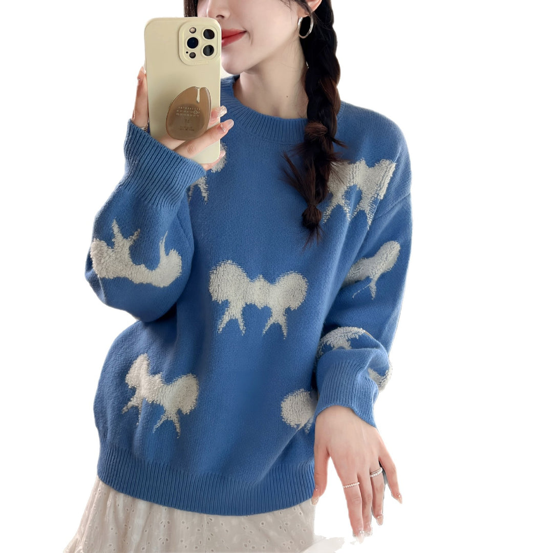 Damen kuscheliger Strickpullover mit verspieltem Muster R&B