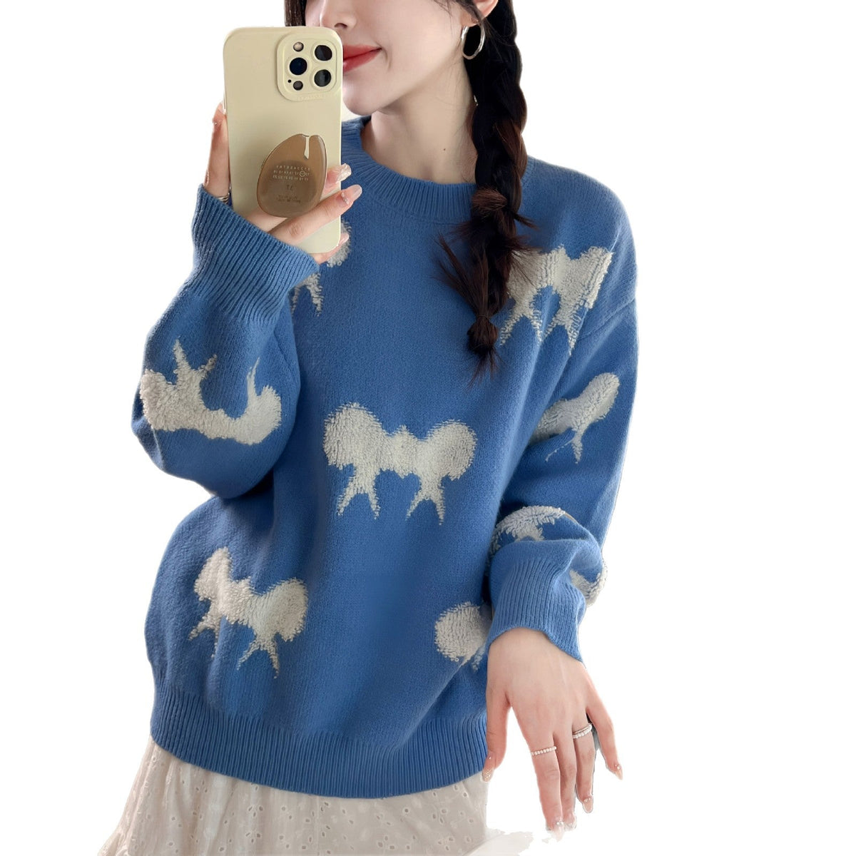 Damen kuscheliger Strickpullover mit verspieltem Muster R&B