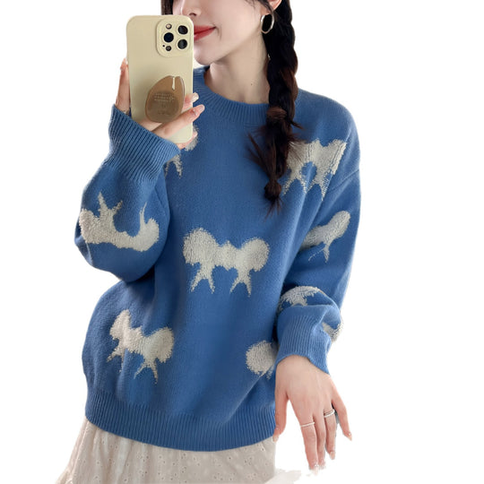 Damen kuscheliger Strickpullover mit verspieltem Muster R&B