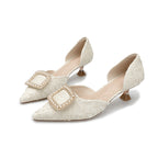 Damen elegante Slingback-Pumps mit funkelndem Schmuckdetail