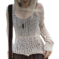 Damen Strickoberteil mit einzigartigem Netzdesign und weitem Schnitt R&B