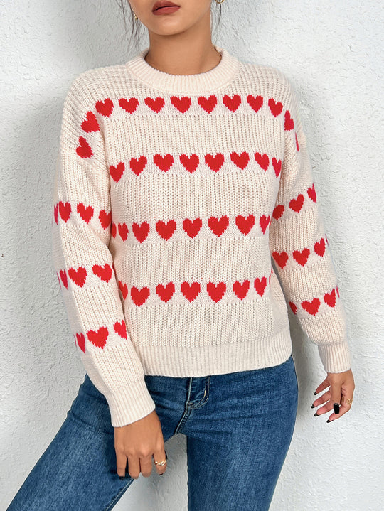 Damen Pullover mit Herzmotiv in lässiger Passform R&B