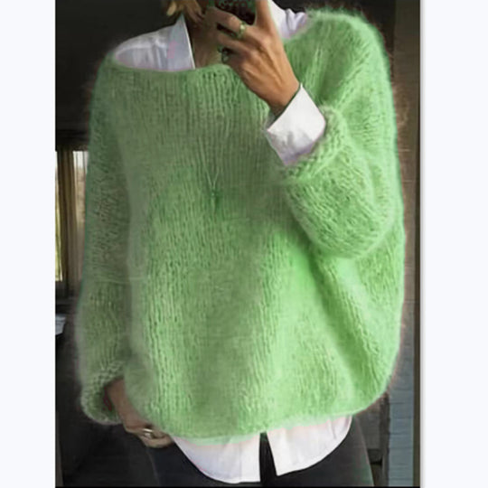 Damen Kuscheliger Oversized Pullover mit U-Boot-Ausschnitt R&B