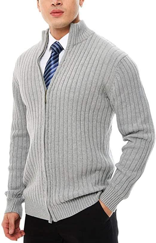 Herren Sportliche Strickjacke mit Reißverschluss und erhöhtem Kragen R&B