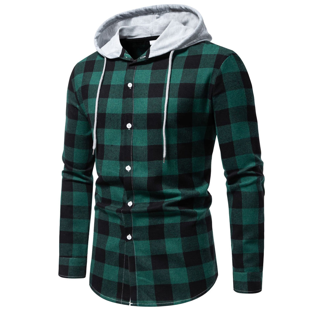 Herren Karo-Hemdjacke mit Kapuze und modernem Schnitt R&B