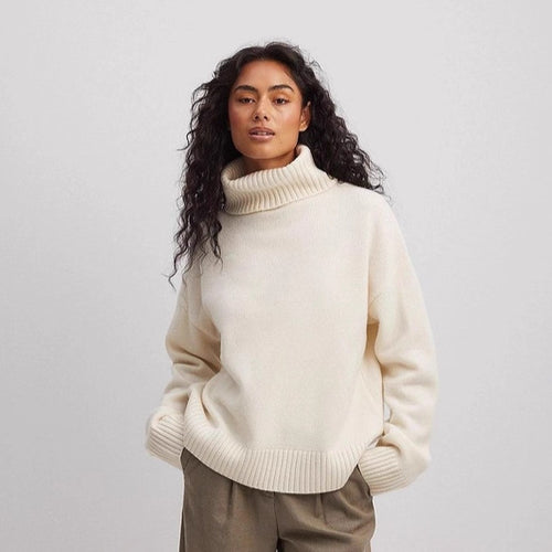 Damen feiner Rollkragenpullover aus weichem Strick R&B