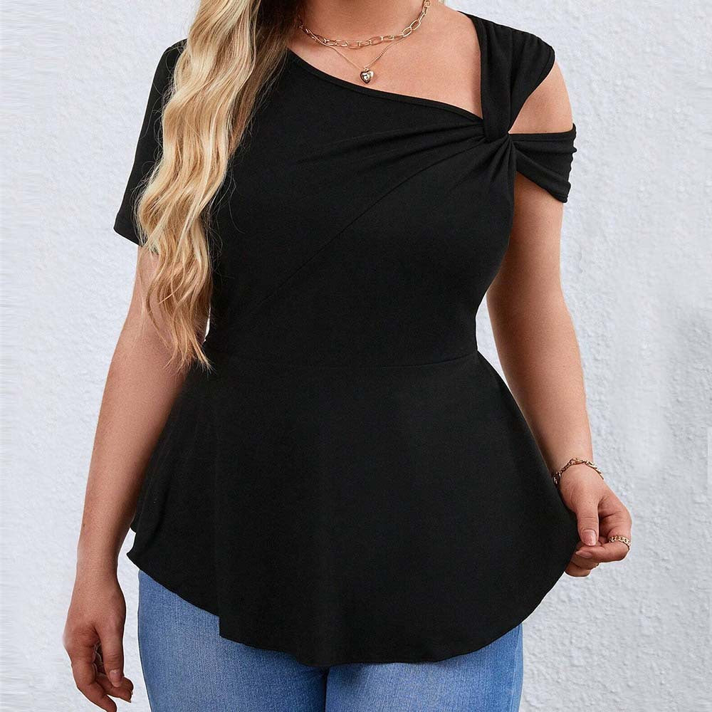 Damen Oberteil mit asymmetrischem Cut-Out und raffiniertem Wickeldesign R&B