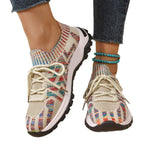 Damen Sportliche Freizeit-Sneaker mit atmungsaktiver Strickoberfläche und rutschfester Sohle R&B