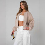 Damen Oversized Sweatjacke mit lässigem Schnitt und glänzender Oberfläche R&B