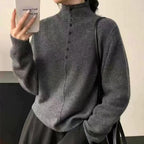 Damen Hochgeschlossener Strickpullover mit Knopfdetails