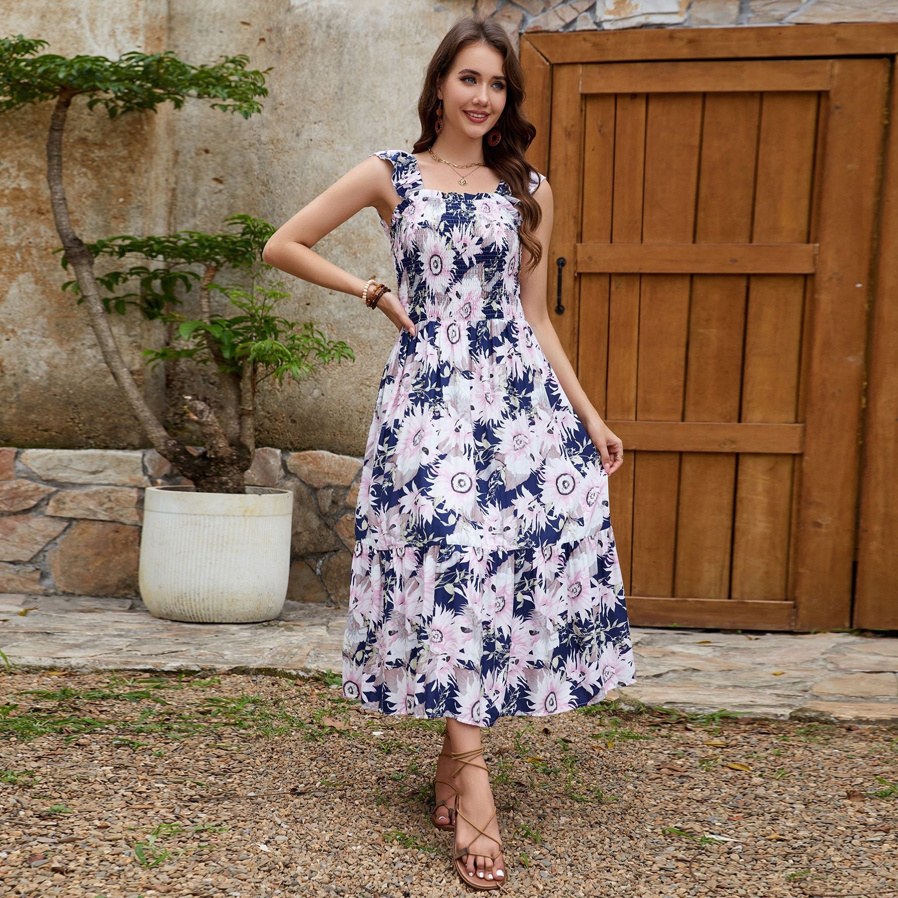 Damen Maxikleid mit floralen Mustern R&B