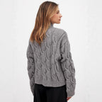Damen Grobstrickpullover mit einem hohen Kragen und romantischem Zopfdesign R&B