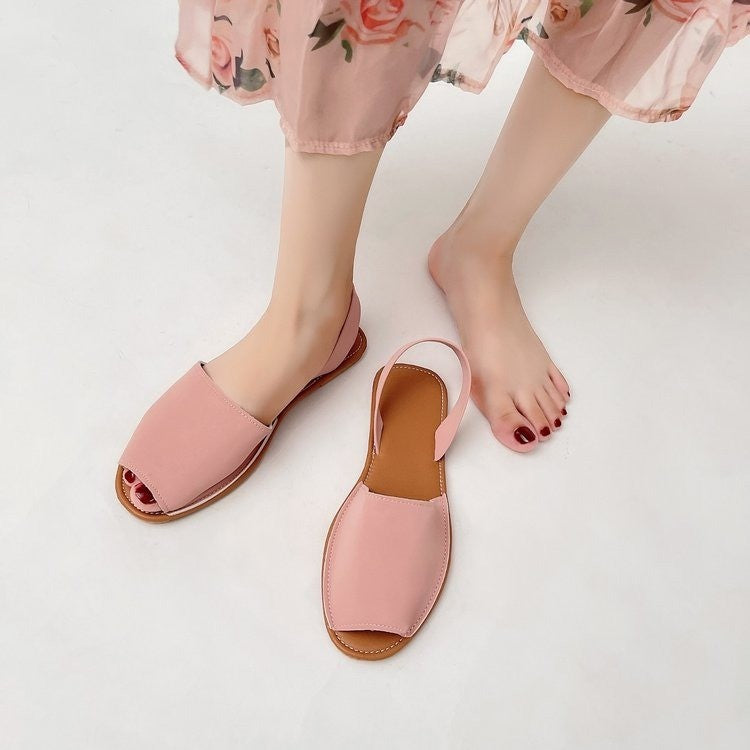 Damen Offene Slingback Sandalen aus hochwertigem Leder mit komfortablem Fußbett R&B
