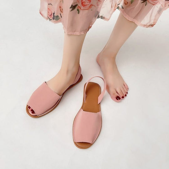 Damen Offene Slingback Sandalen aus hochwertigem Leder mit komfortablem Fußbett R&B