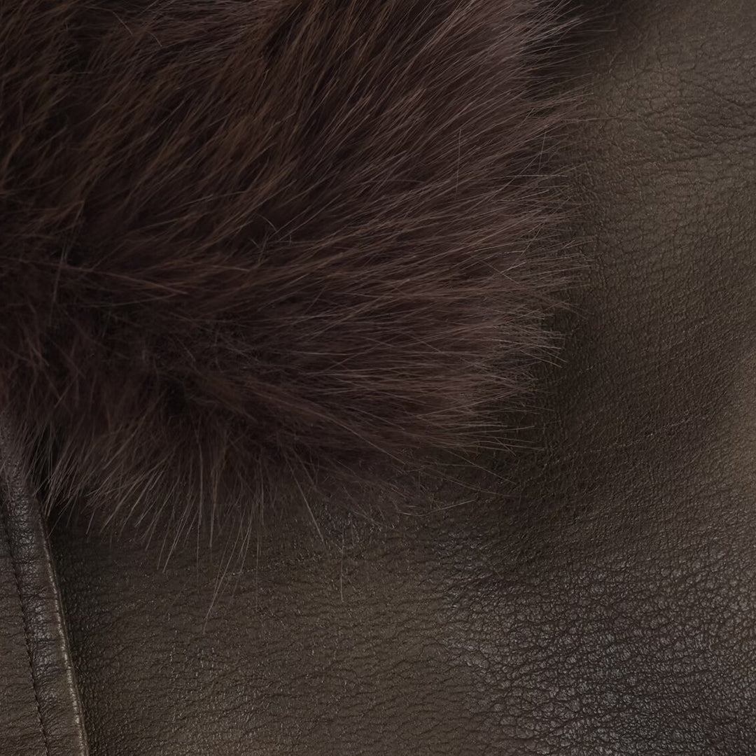 Damen Kunstlederjacke mit abnehmbarer Kunstfellkragen und praktischen Taschen R&B