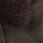 Damen Kunstlederjacke mit abnehmbarer Kunstfellkragen und praktischen Taschen R&B