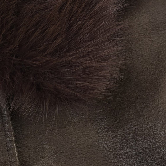 Damen Kunstlederjacke mit abnehmbarer Kunstfellkragen und praktischen Taschen R&B