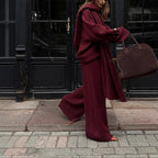Damen Strickstoff Zweiteiler mit weitem Bein und oversized Oberteil R&B