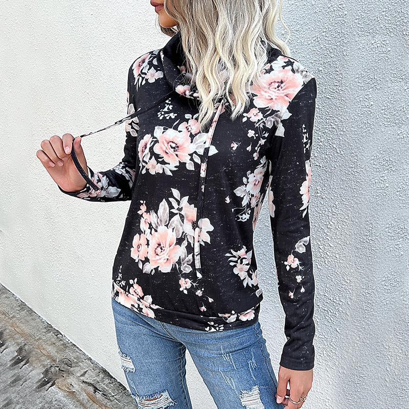 Damen gemütlicher Hoodie mit floralem Design und lässigem Schnitt R&B