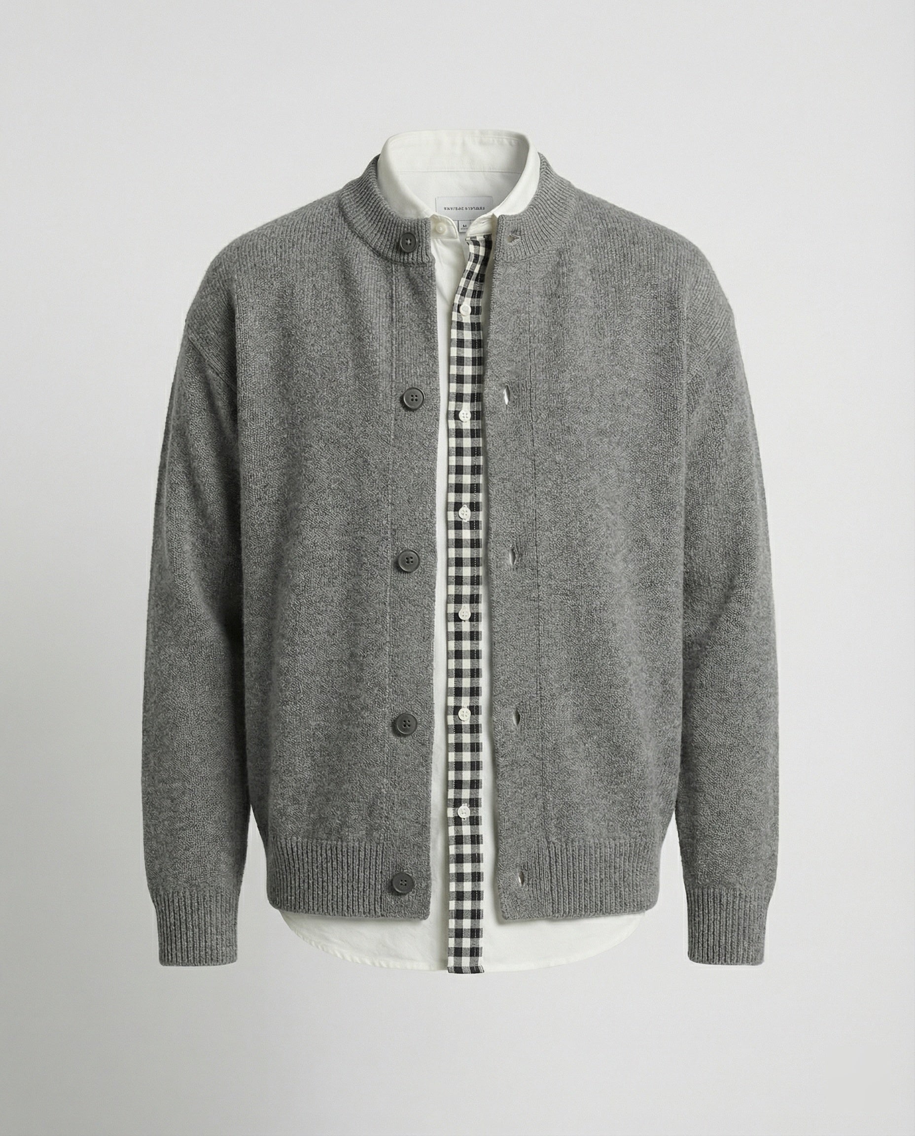 Retro Strickjacke im Lagenlook mit Karomuster für Damen und Herren