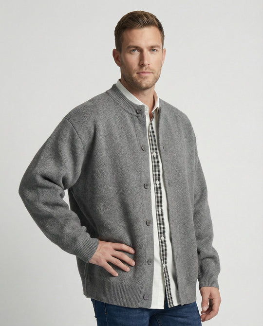 Retro Strickjacke im Lagenlook mit Karomuster für Damen und Herren
