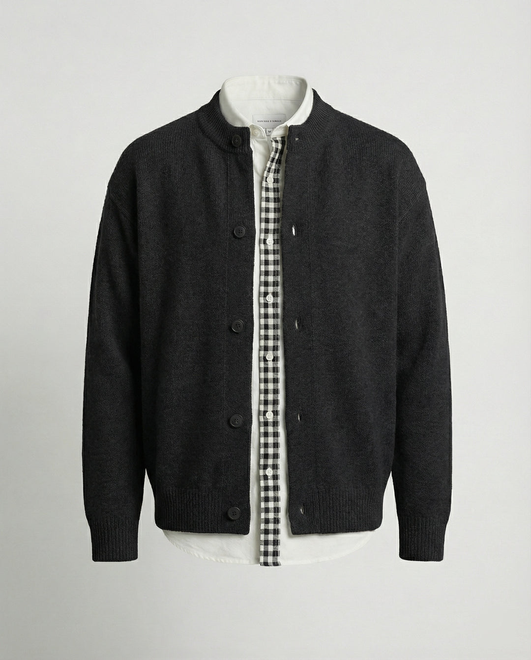 Retro Strickjacke im Lagenlook mit Karomuster für Damen und Herren