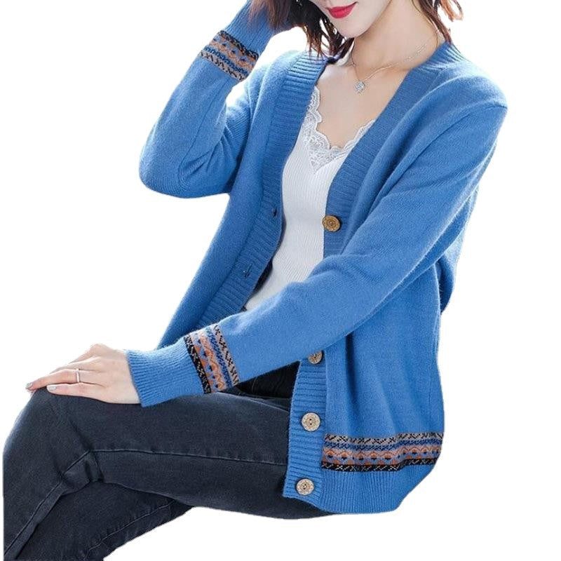 Damen Strickjacke mit kunstvollen Stickdetails und Knopfverschluss R&B