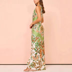 Damen Maxikleid mit floralem Muster und elegantem Knotendetail R&B