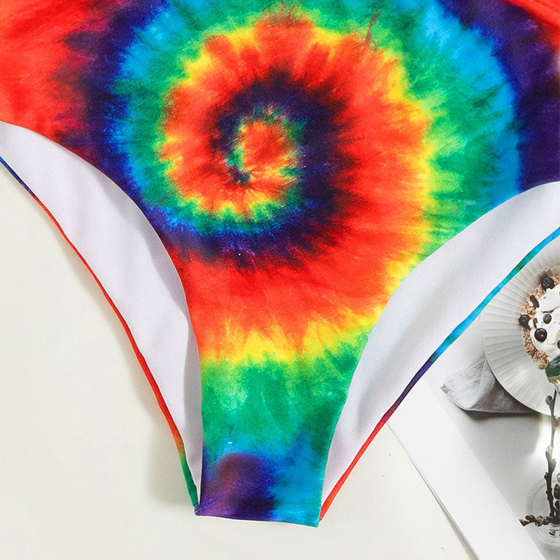 Damen Hochtailliertes Bikini-Set mit Spiralmuster R&B