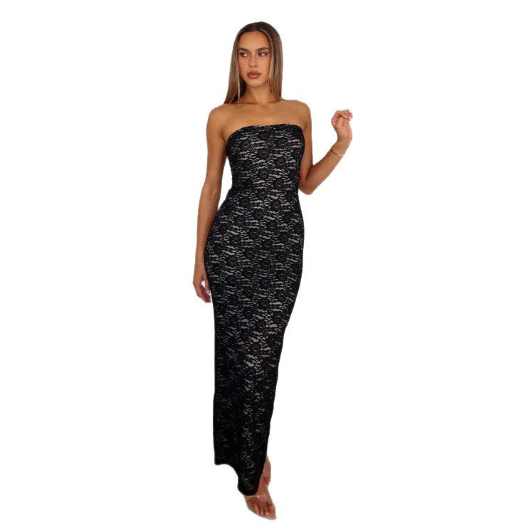 Damen Spitzenkleid im ärmellosen Design R&B